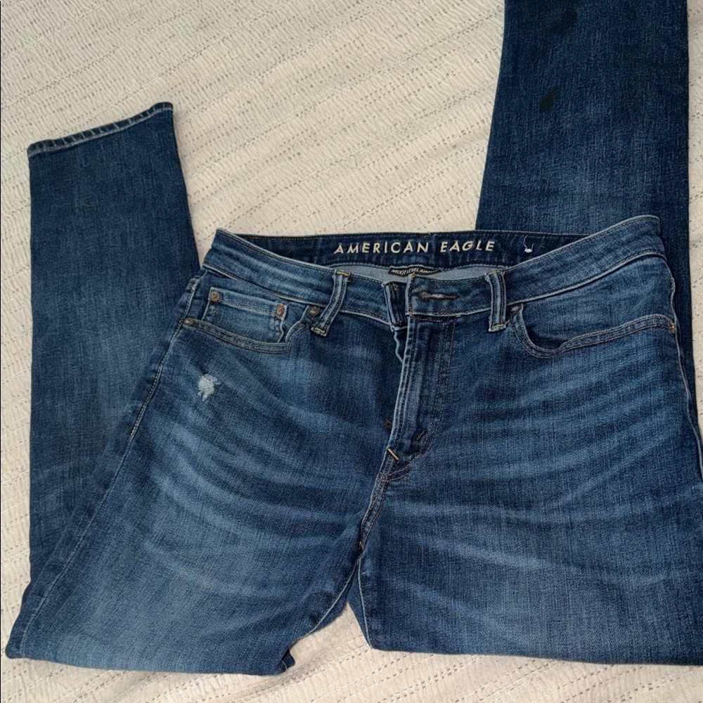 American Eagle Outfitters Men's Dark Blue Skinny Jeans